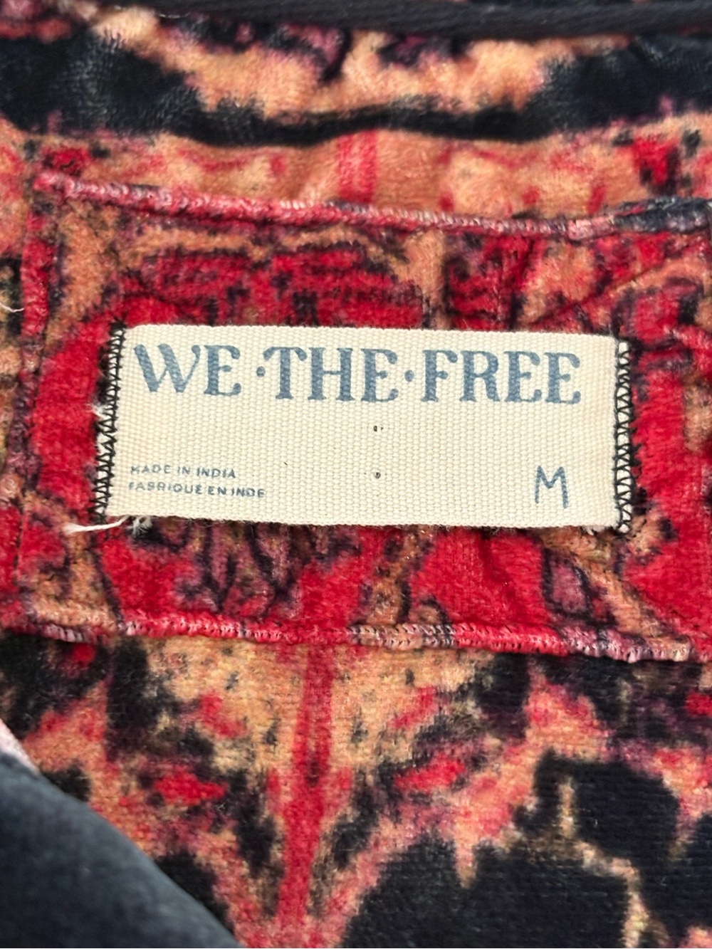 We The Free One Night Velvet Top Black Velvet Button-Down with Red Floral Print - Picture 4 of 10